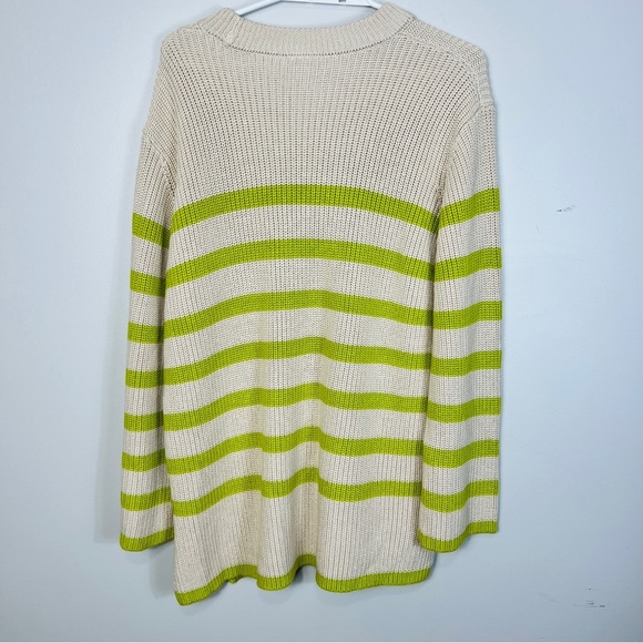 Kaffe KACILLA - Jumper - Cable Knot Oversized sand dollar green stripe/sand xl - Picture 12 of 14
